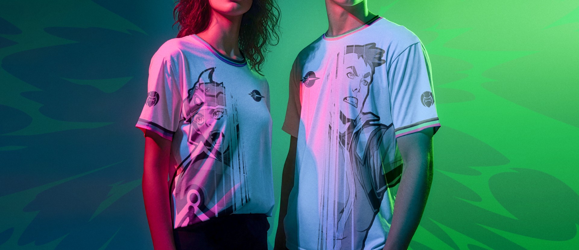 Closeup of Storm Lancer character sublimation tshirt design