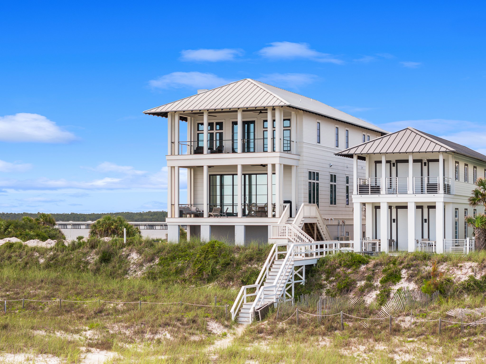Aerial view of coastal properties shot for a multi-property client