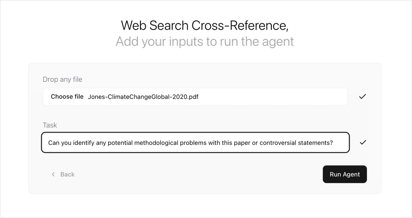 A web search cross-referencing tool interface with an uploaded file