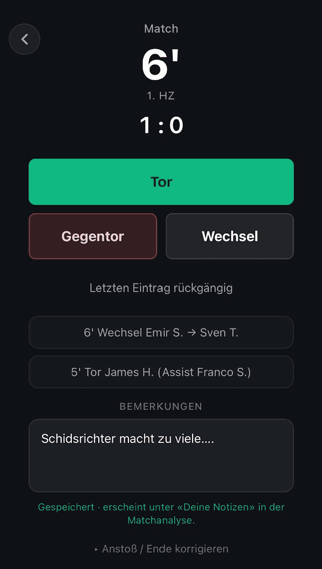 Live-tracking screen