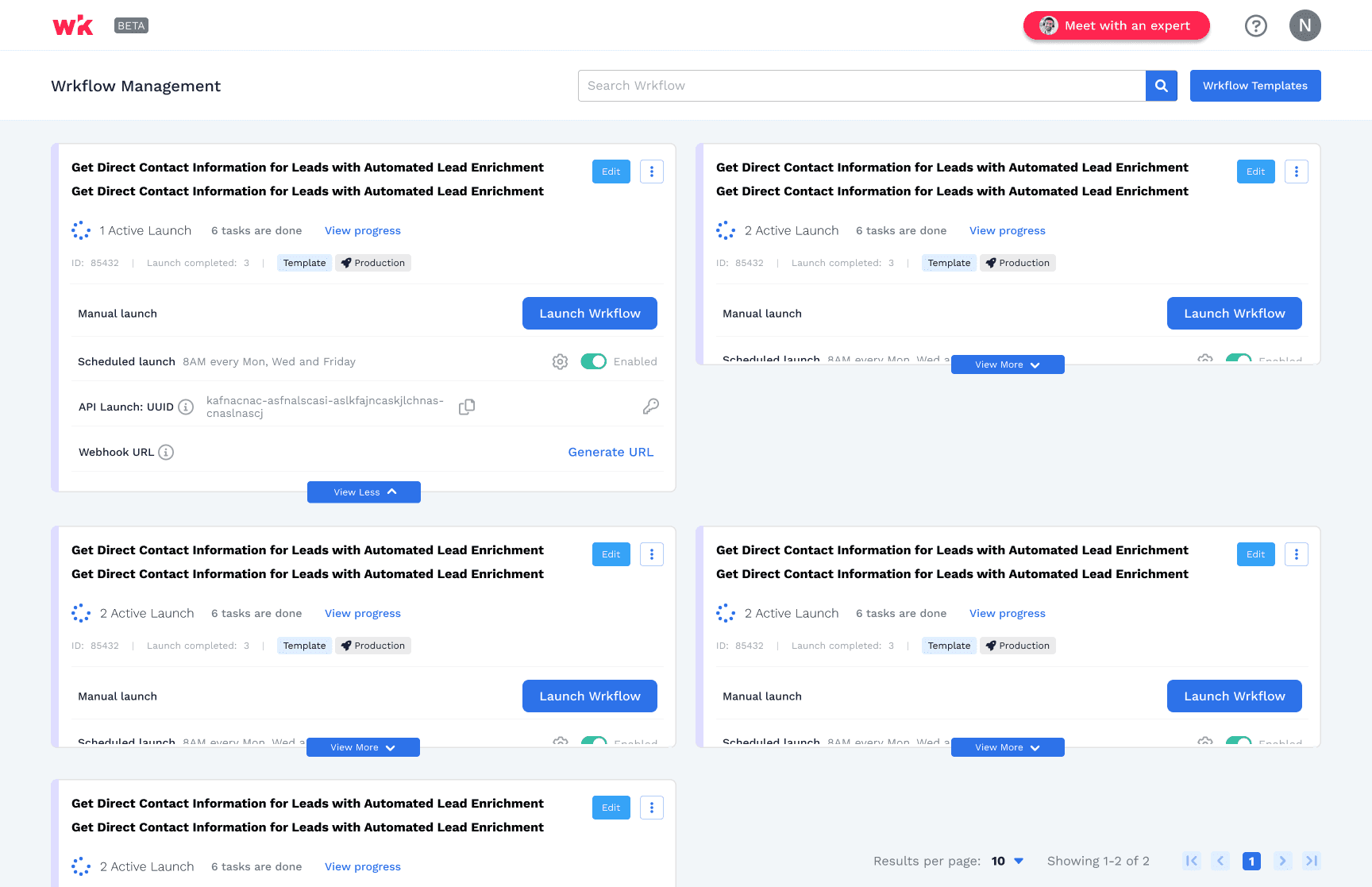 Wrkflow management - webhook implementation