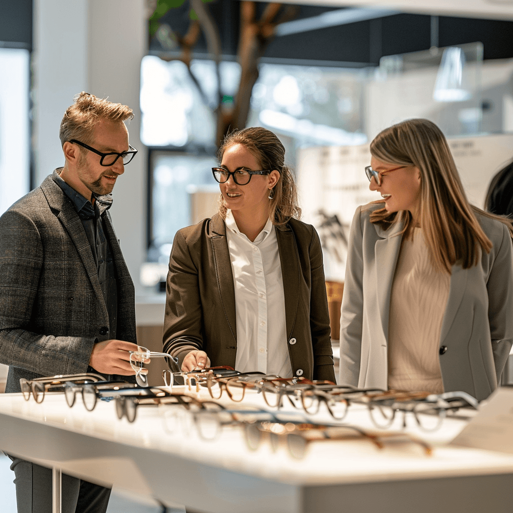 employees choosing frames