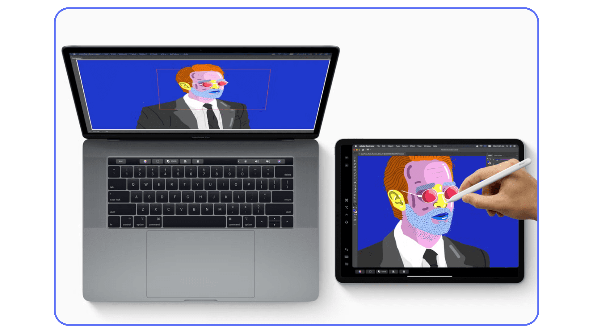 Using an iPad with Apple Pencil alongside a MacBook for creative work