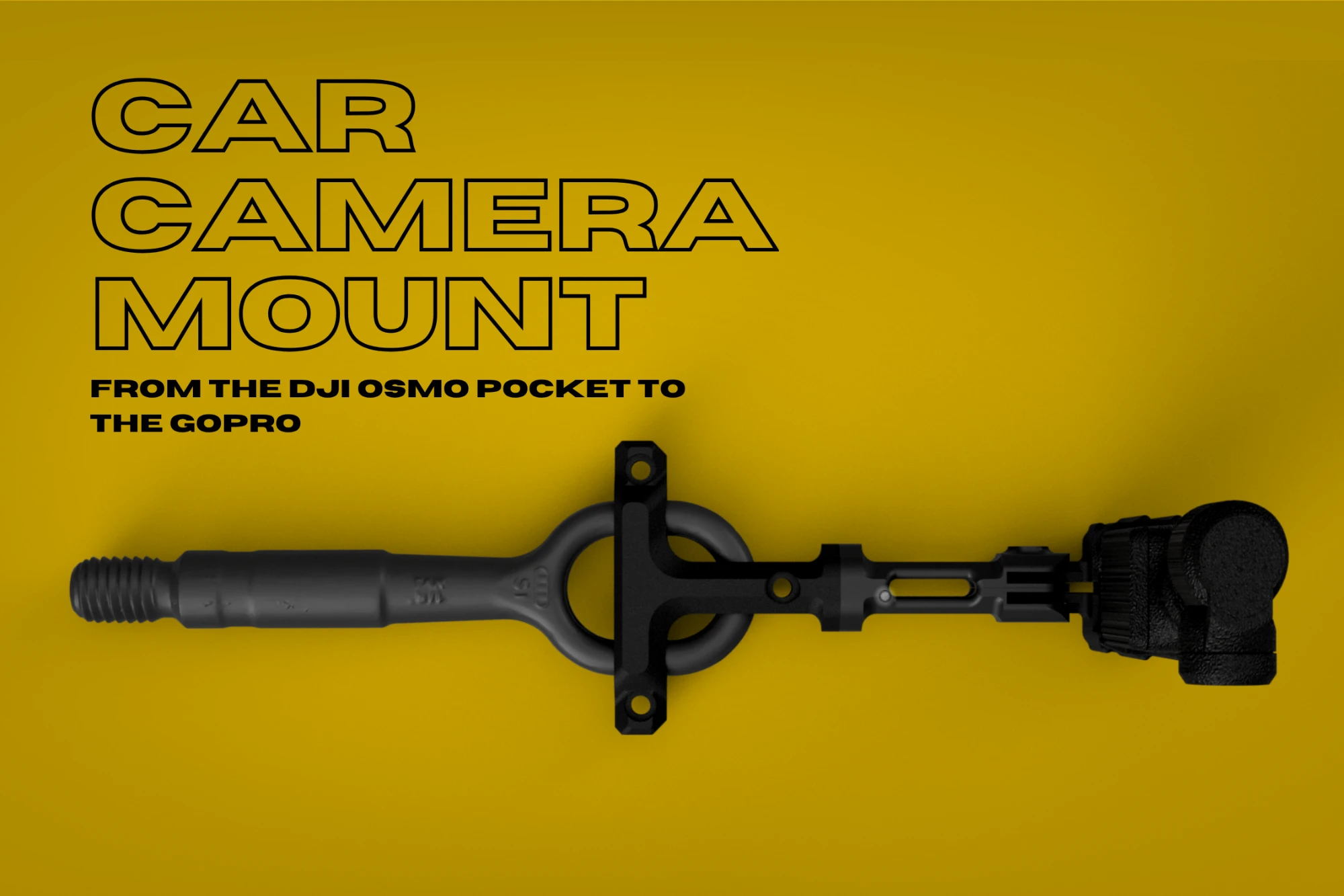 Tow Hook Camera Mount assembled on a tow eye with a DJI Osmo Pocket, top view