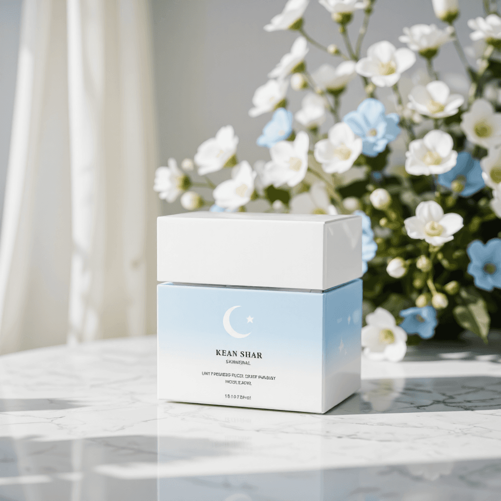 product photography of a box of skincare product designed for melanin protection