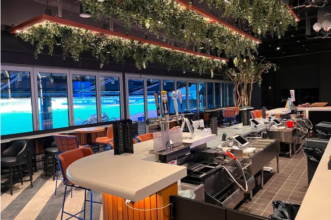 A shot of the bar from behind