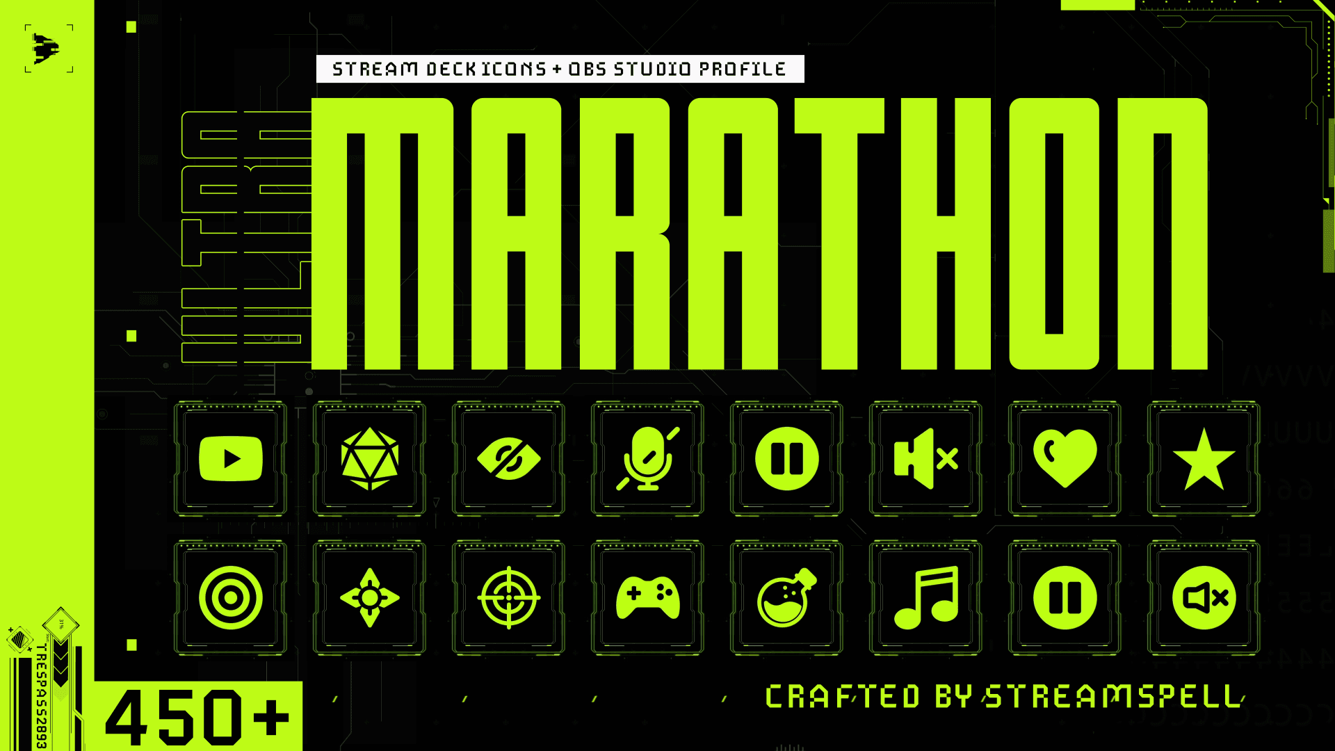 Green Sci-Fi Stream Deck Icons and OBS Studio Profile for Marathon
