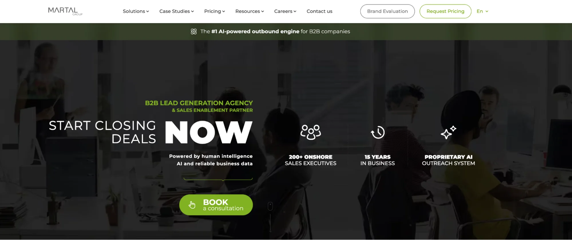 Martal Group homepage: B2B lead generation and sales outsourcing agency