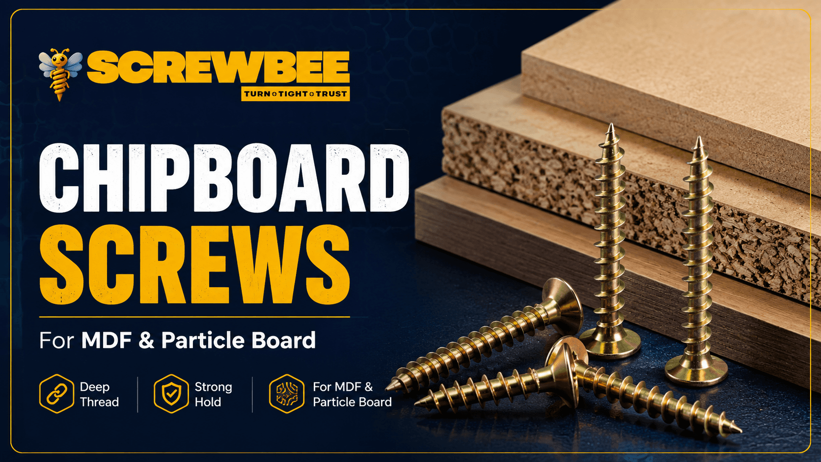 Chipboard screws for MDF and particle board by Screwbee