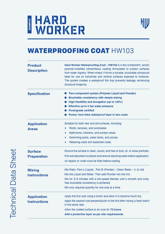 Hard Worker Waterproofing coat Technical Data Sheet