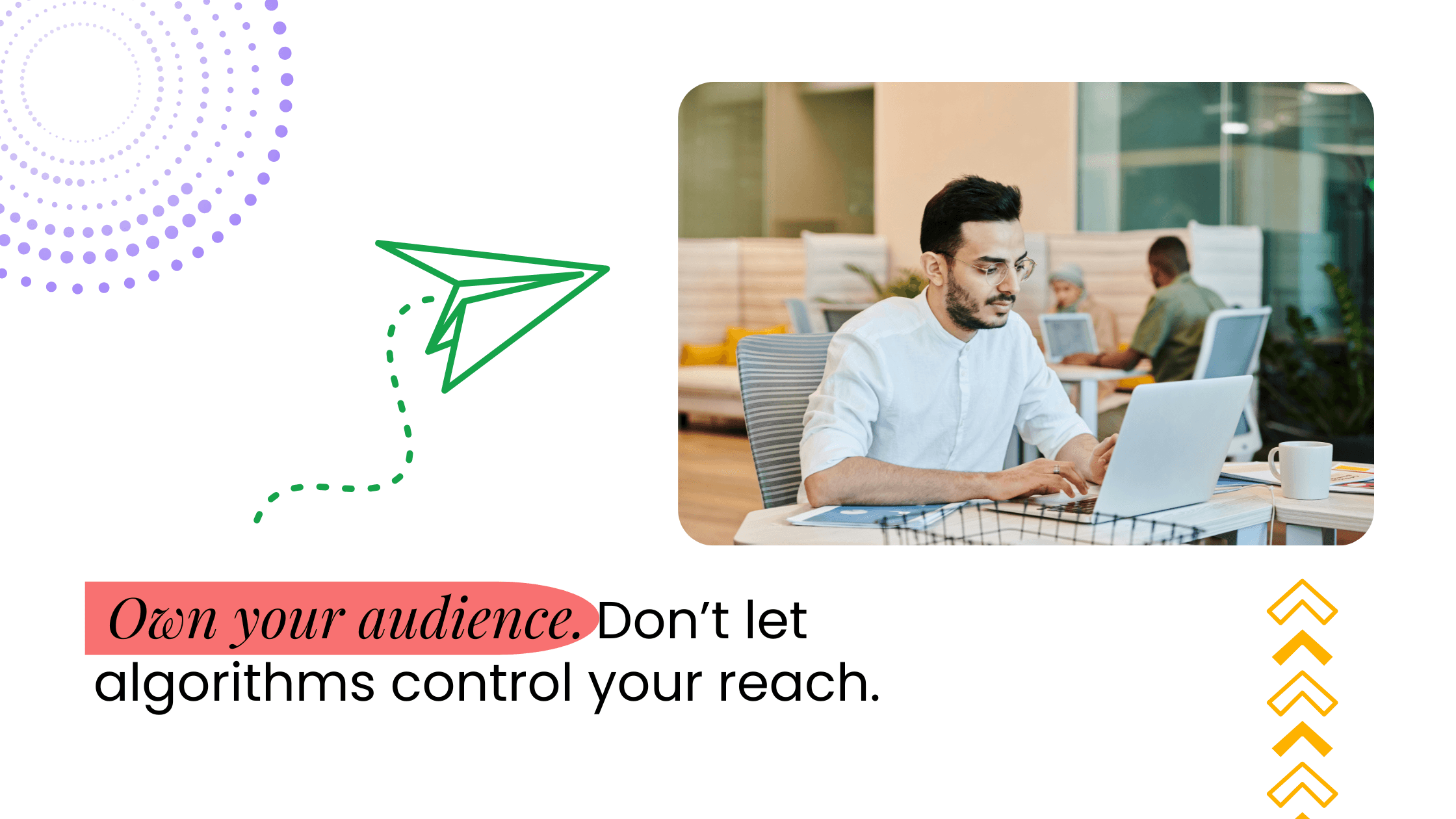 Coach working online, emphasizing audience ownership and why coaches should not rely solely on algorithms for reach.