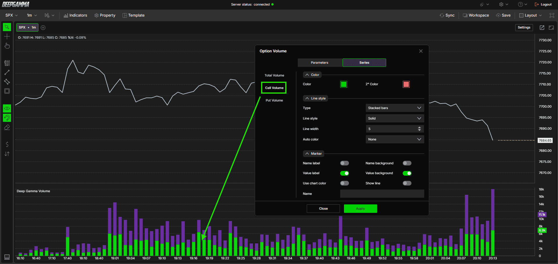 Option Volume - DeepGamma Web. Series screenshot 5.