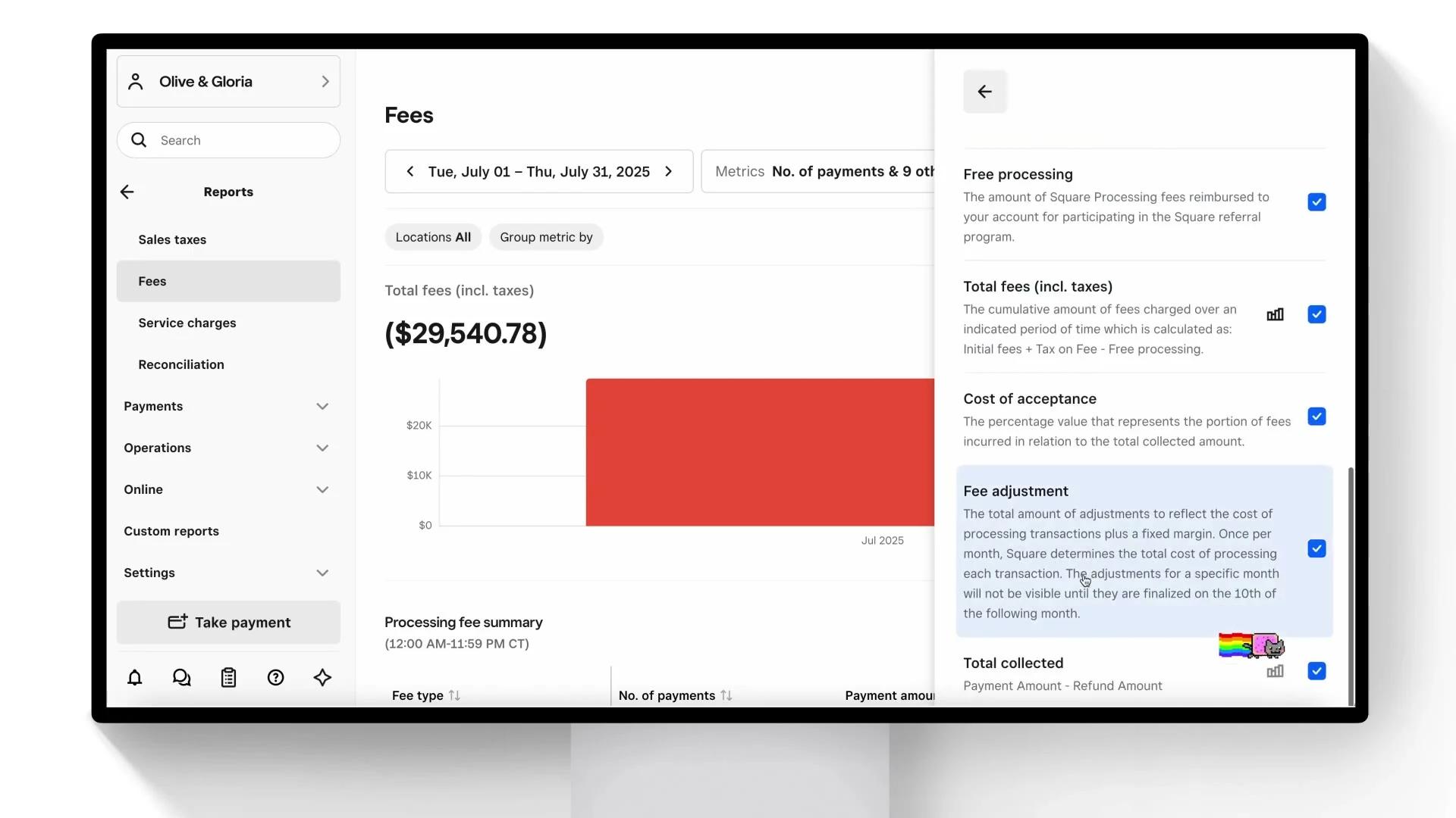Cost Plus Fees Reporting with Square