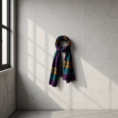 product photography of a patterned scarf
