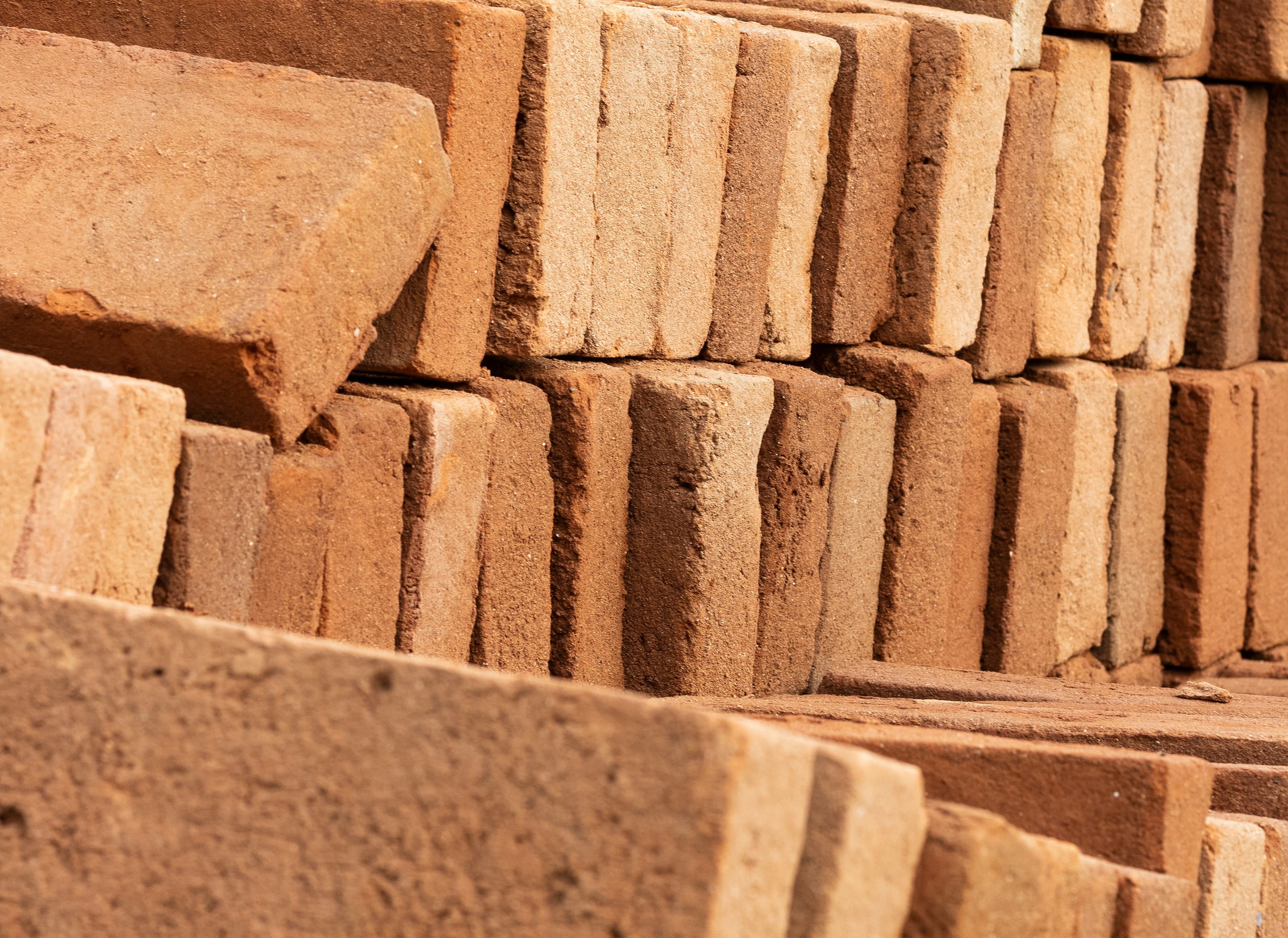 Stack of bricks, close-up texture