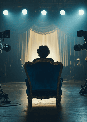 Woman in lighter blue dress long hair