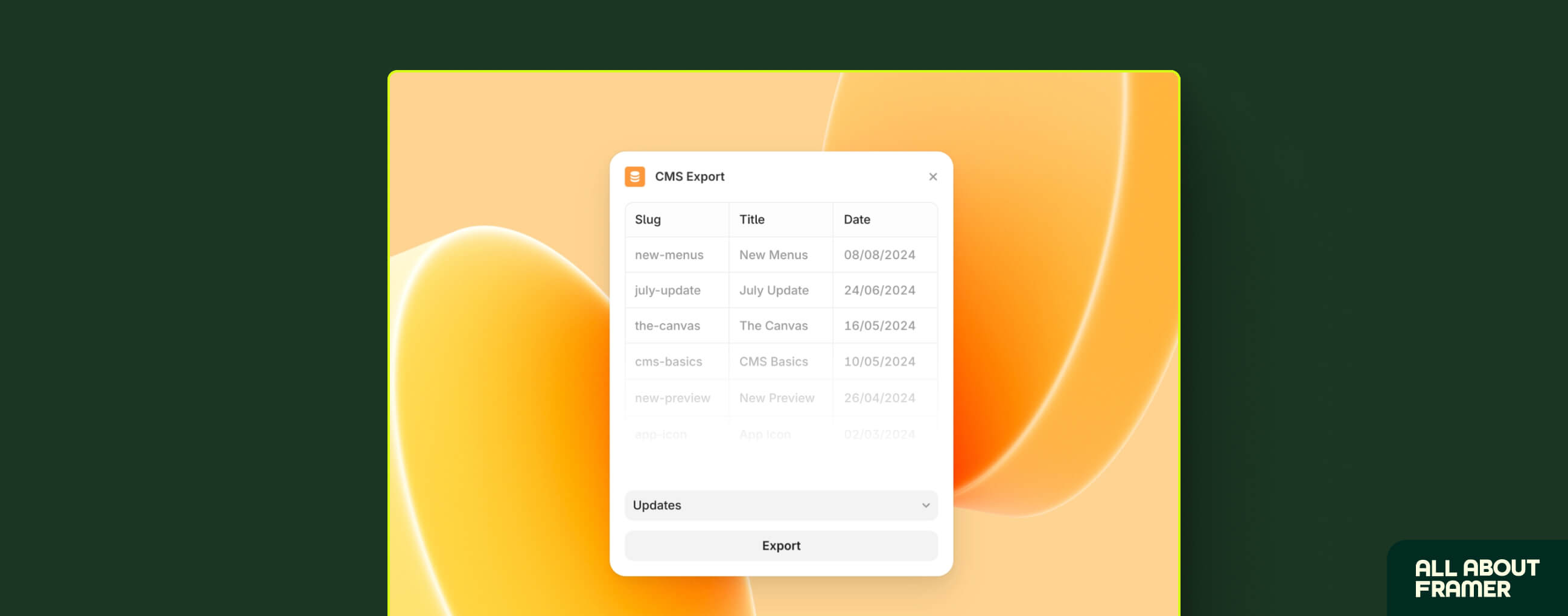 CMS Export - Framer Plugin