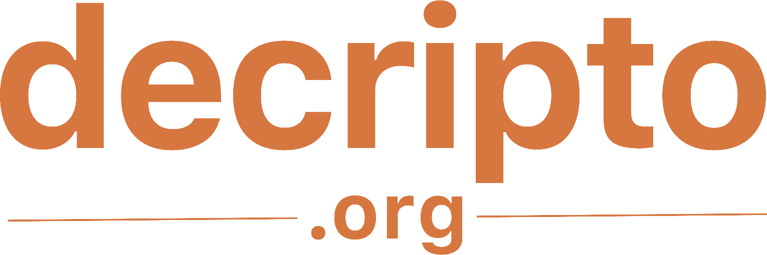 Decripto logo on a black background. at Cosmoverse summit