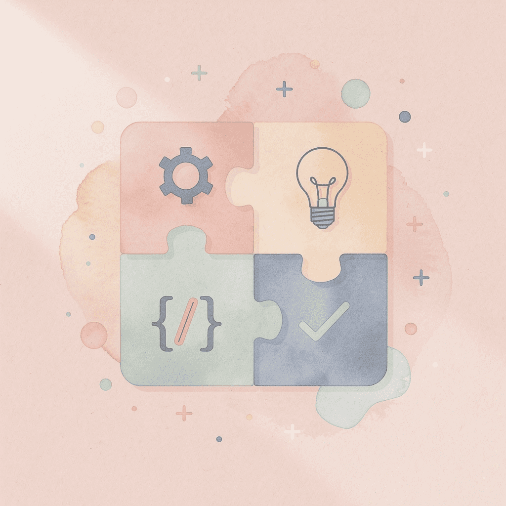 Puzzle pieces fitting together representing Arabic word formation patterns