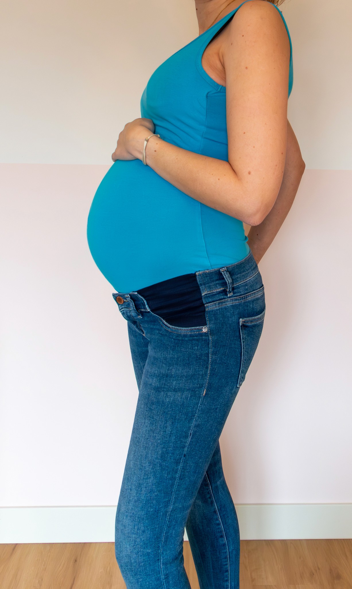 Borstvoedingstop zijaanzicht, lichtblauw, maat S
