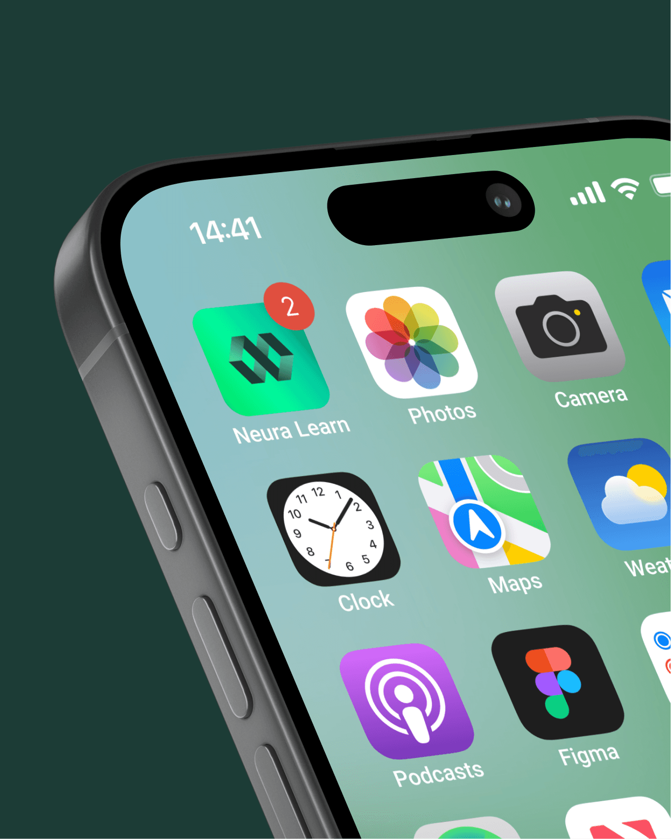 Partial view of a black smartphone screen against a purple gradient backdrop, displaying the “Circular” app icon (rounded square with a purple-pink pill logo) next to the Mail app icon, with the time reading 9:41.