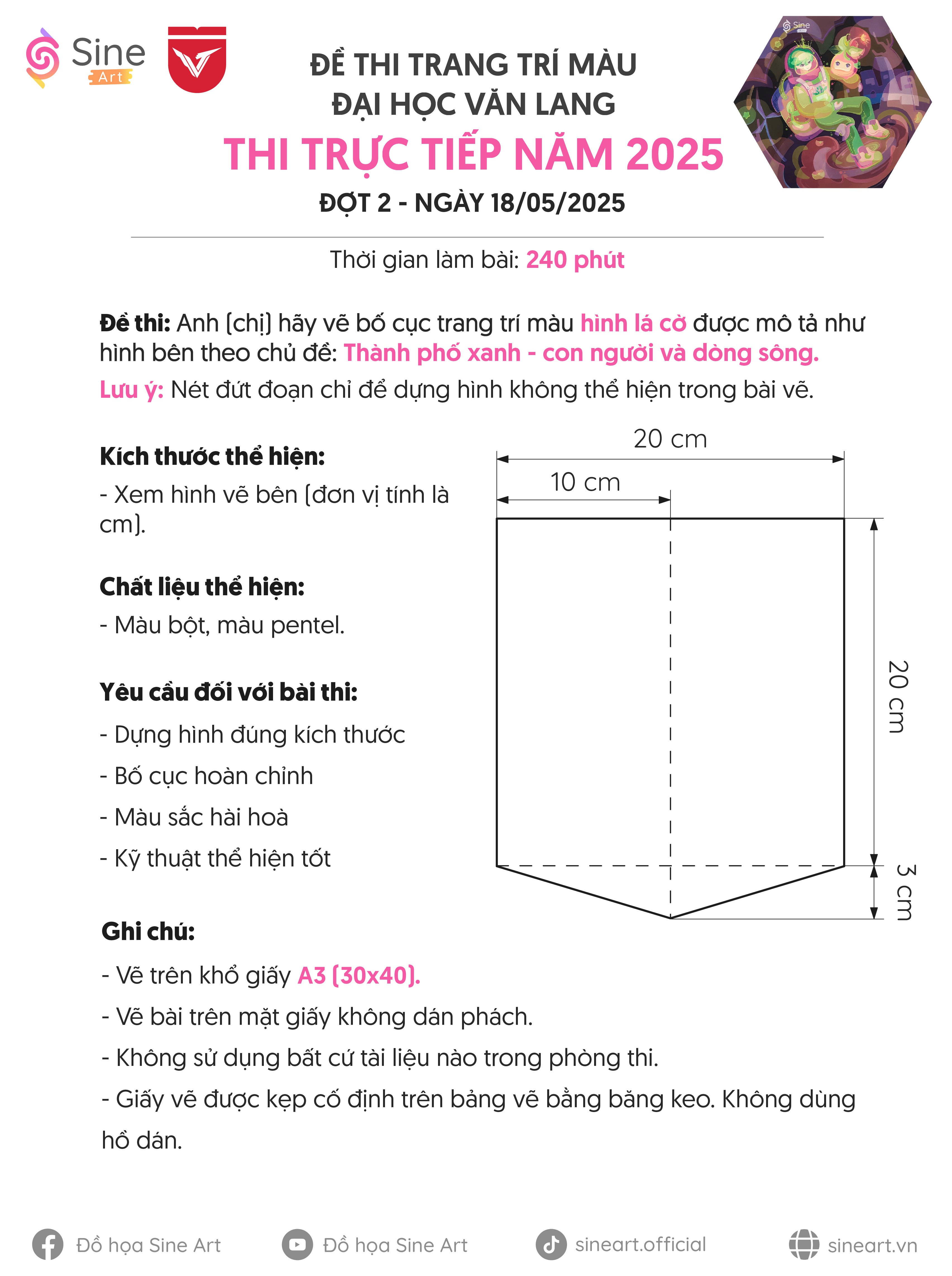 Đề thi trang trí màu Đại học Văn Lang 2025 (Trực tiếp Đợt 2)
