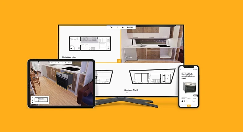 A high-fidelity cover shot of the Tiny House 3D Configurator case study by Nudgix. It showcases an immersive, user-friendly interface designed to boost conversion rates and secure investor funding for PropTech startups.