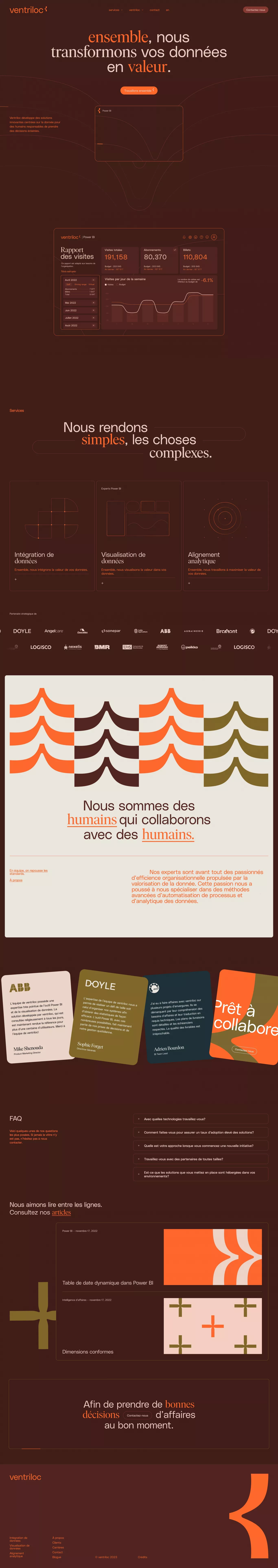 ventriloc - Nous transformons vos donnée landing page screenshot showcasing Tech design