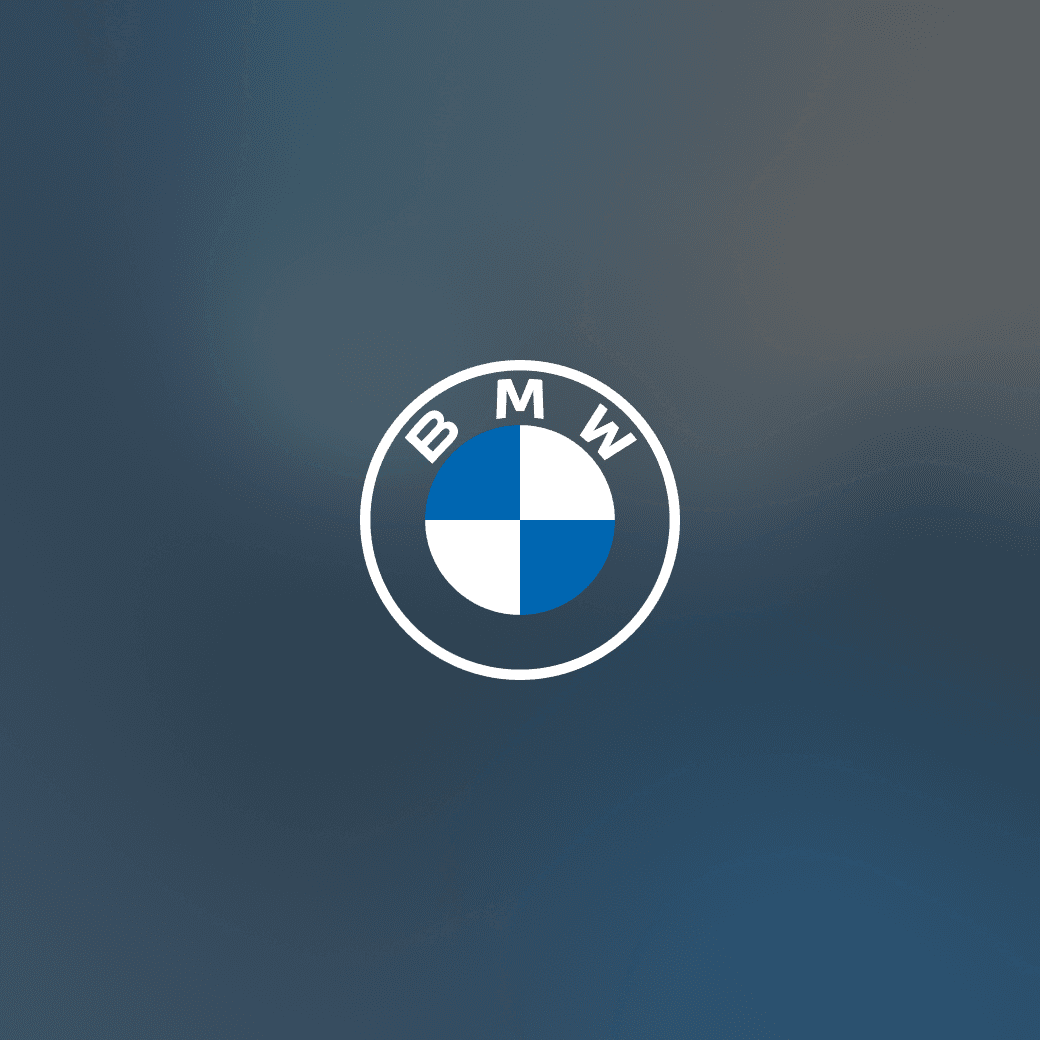 The BMW logo on a blue background.