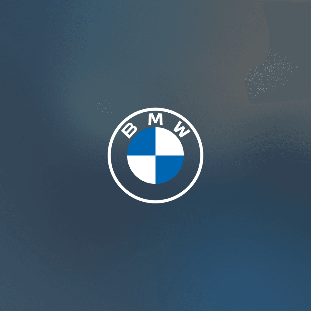 The BMW logo on a blue background.