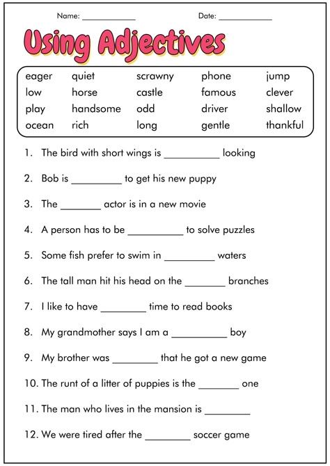 A list of names with corresponding columns and a set of fill-in-the-blank questions below them.