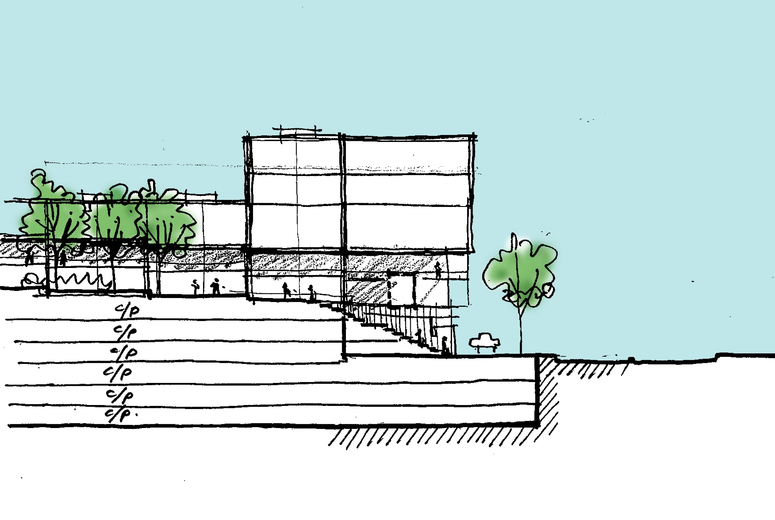 Concept sketches of The Sqwhere project by Asima Architects