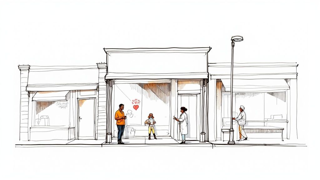 A veterinarian checking a dog's health in a modern clinic.