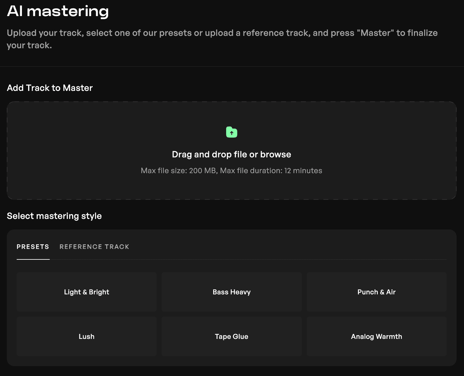 AI mastering tool on Kits AI