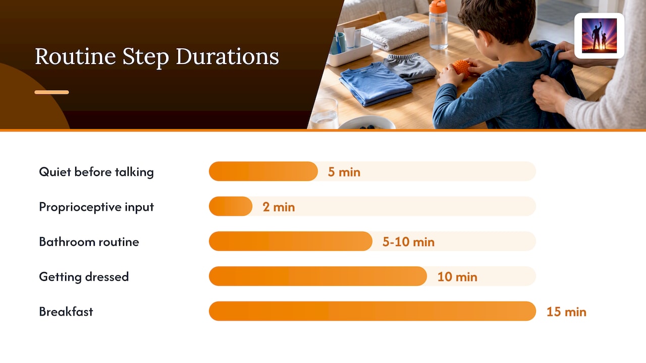 Sample step-by-step autism-friendly morning routine — overview diagram