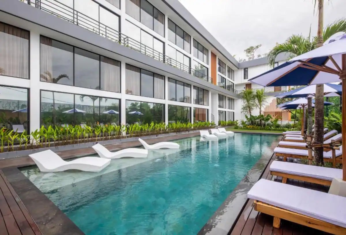 Completed two-level loft apartment in Pererenan, Canggu, offering panoramic views