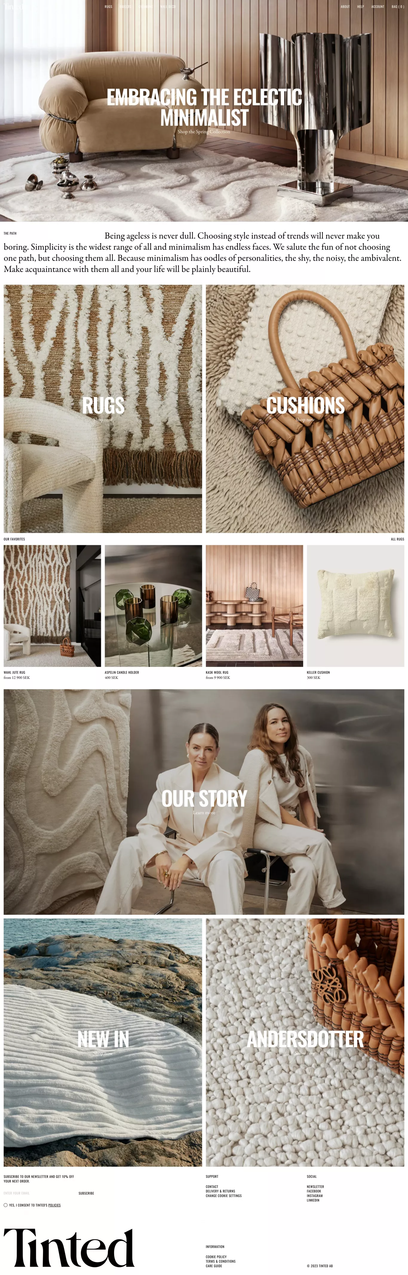 Tinted ecommerce page screenshot showcasing Design and Furniture & Interiors design