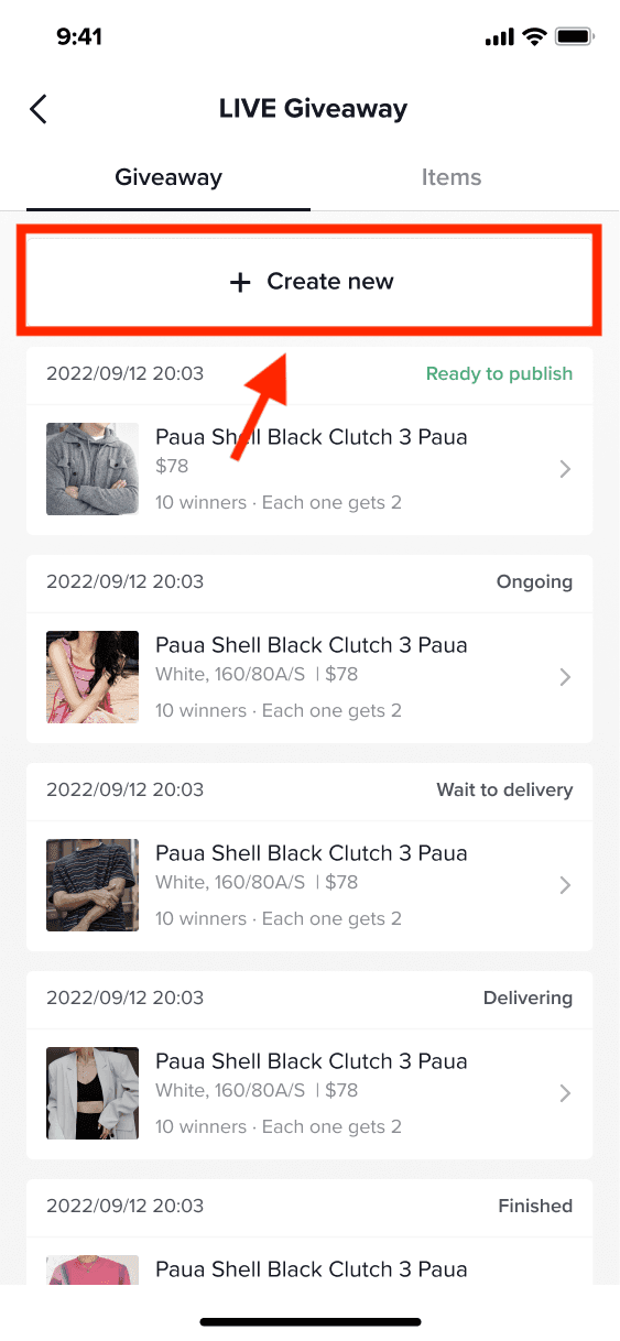 TikTok LIVE Shopping product list screen showing an Add Product button.