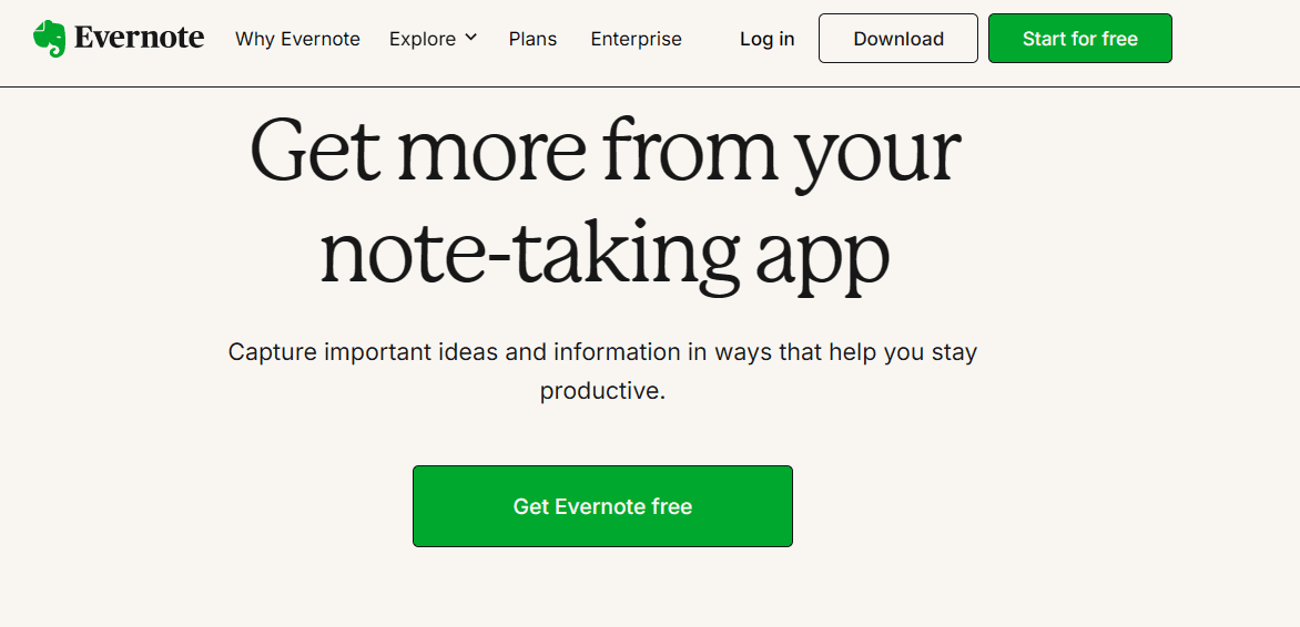 Evernote landing page optimization for visual Hierarchy