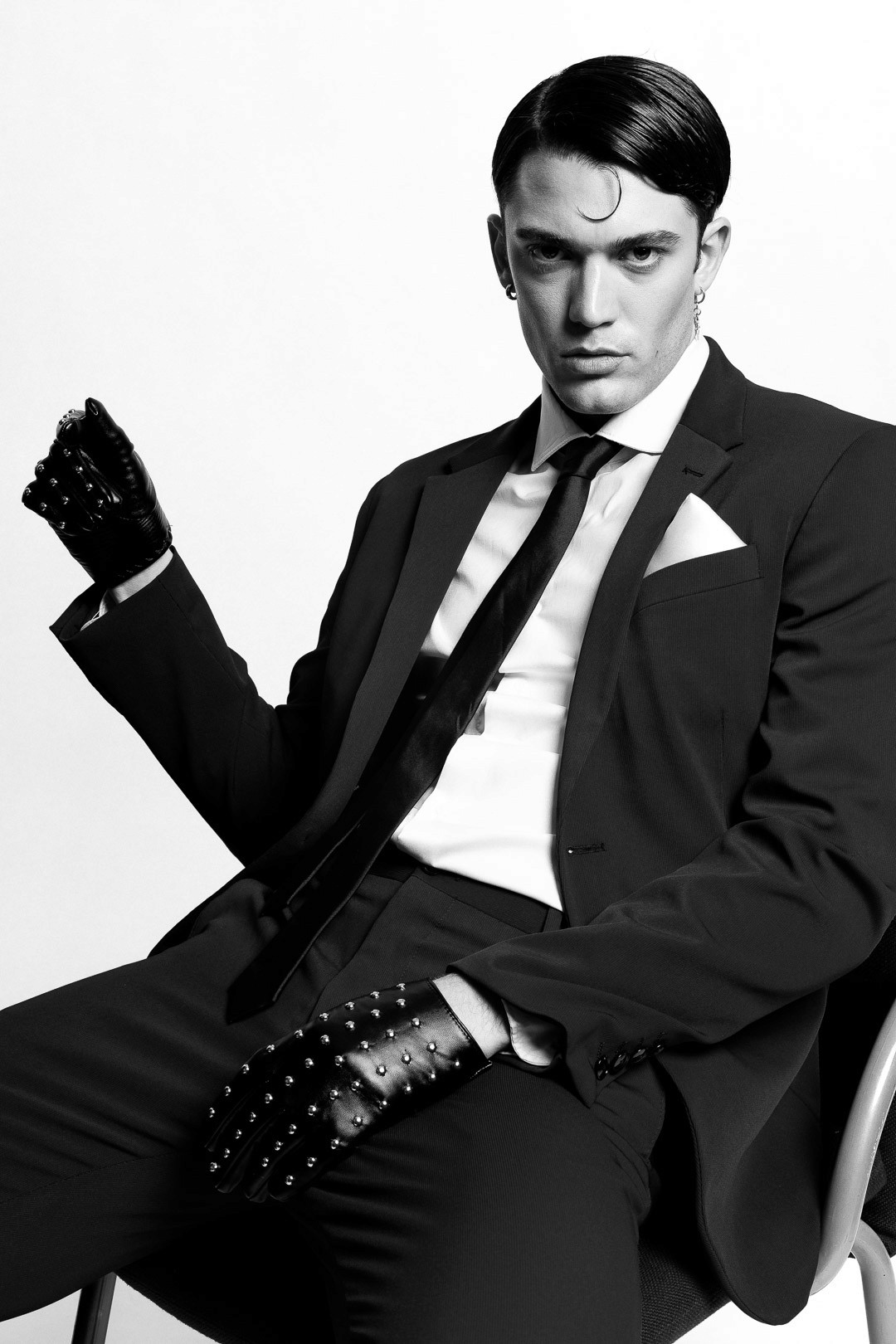 Beautiful girl sitting on the road