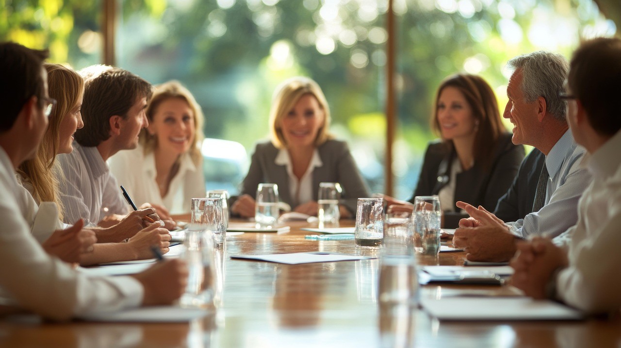 People in a meeting in bright office