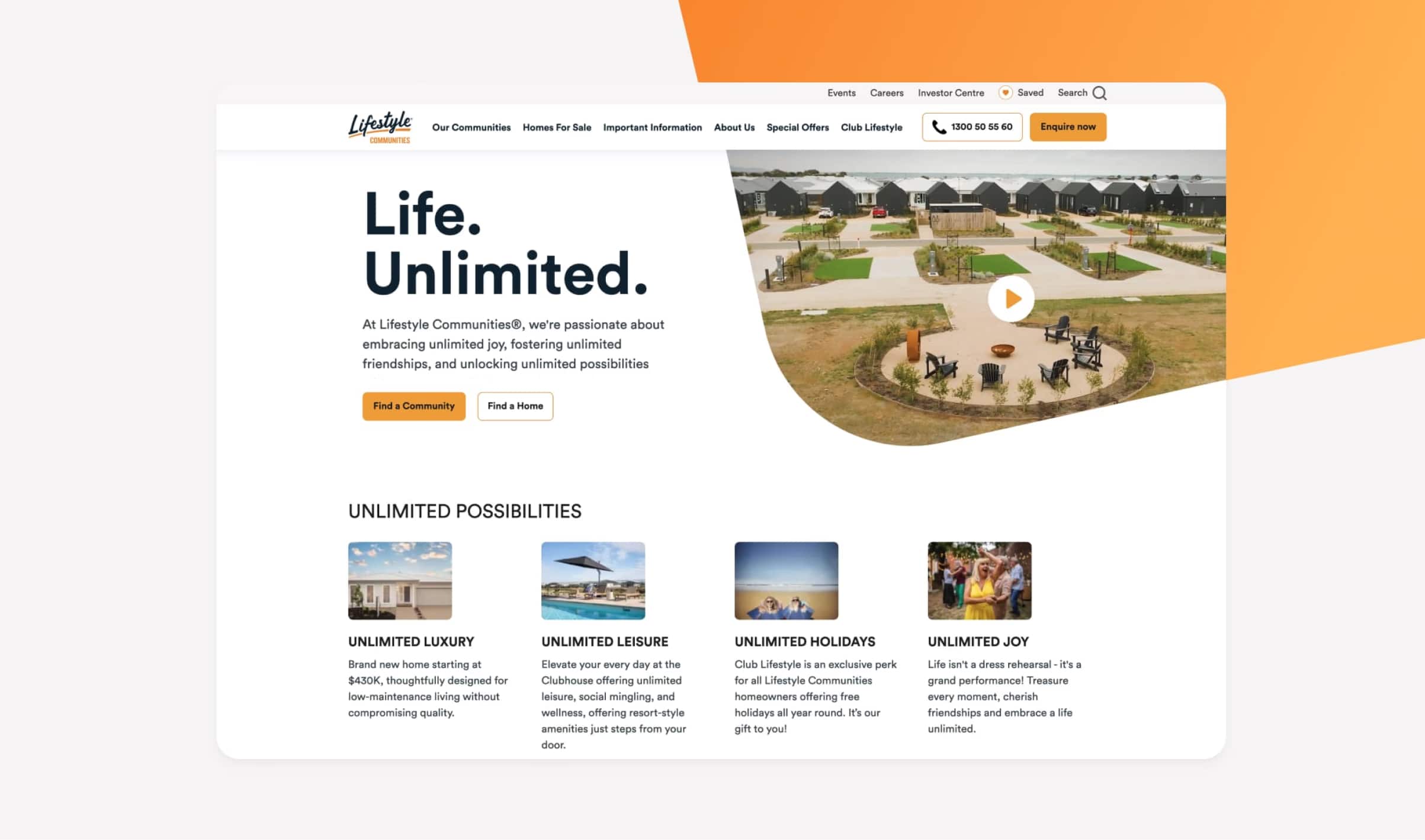Lifestyle Communities Desktop Design