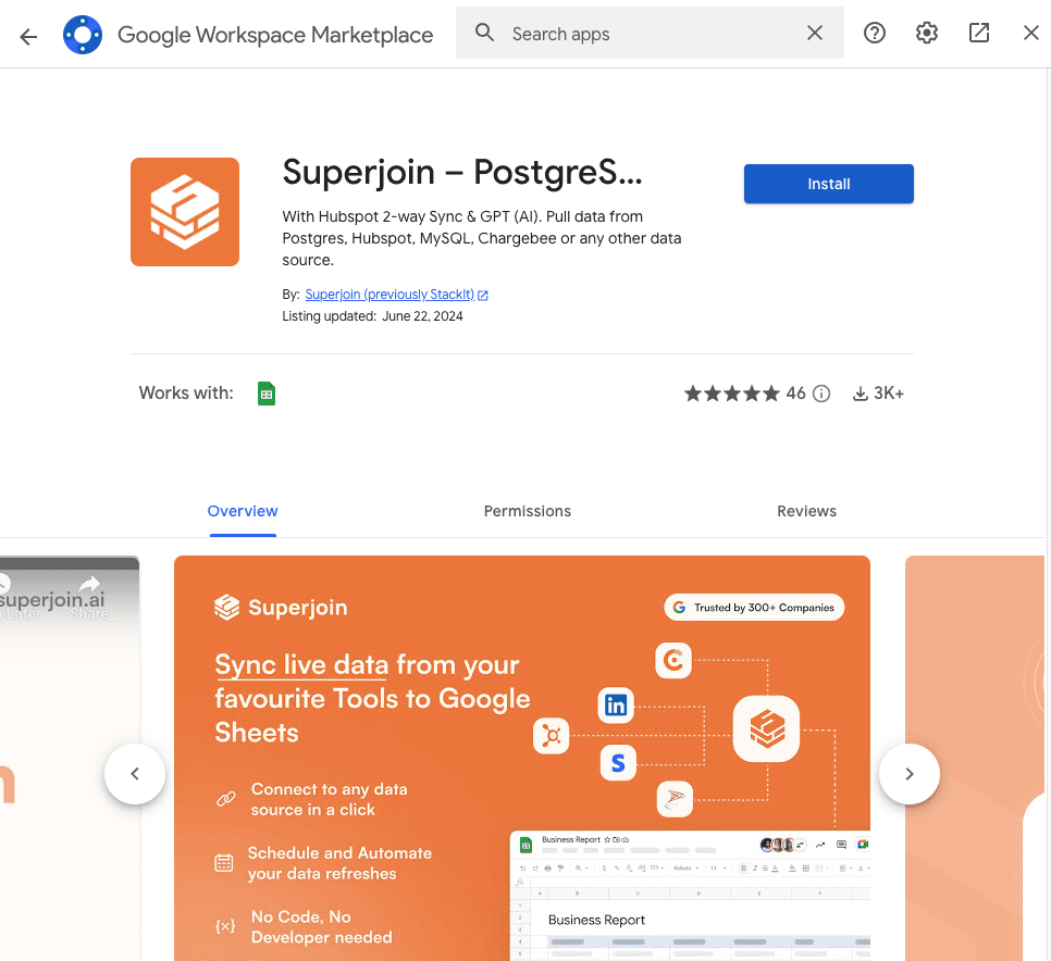 Superjoin in google workspace marketplace