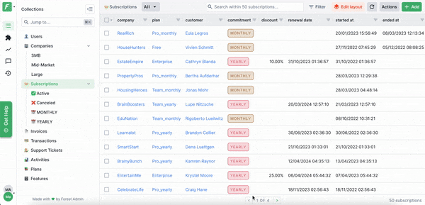A GIF presenting a new resource center on Forest Admin.