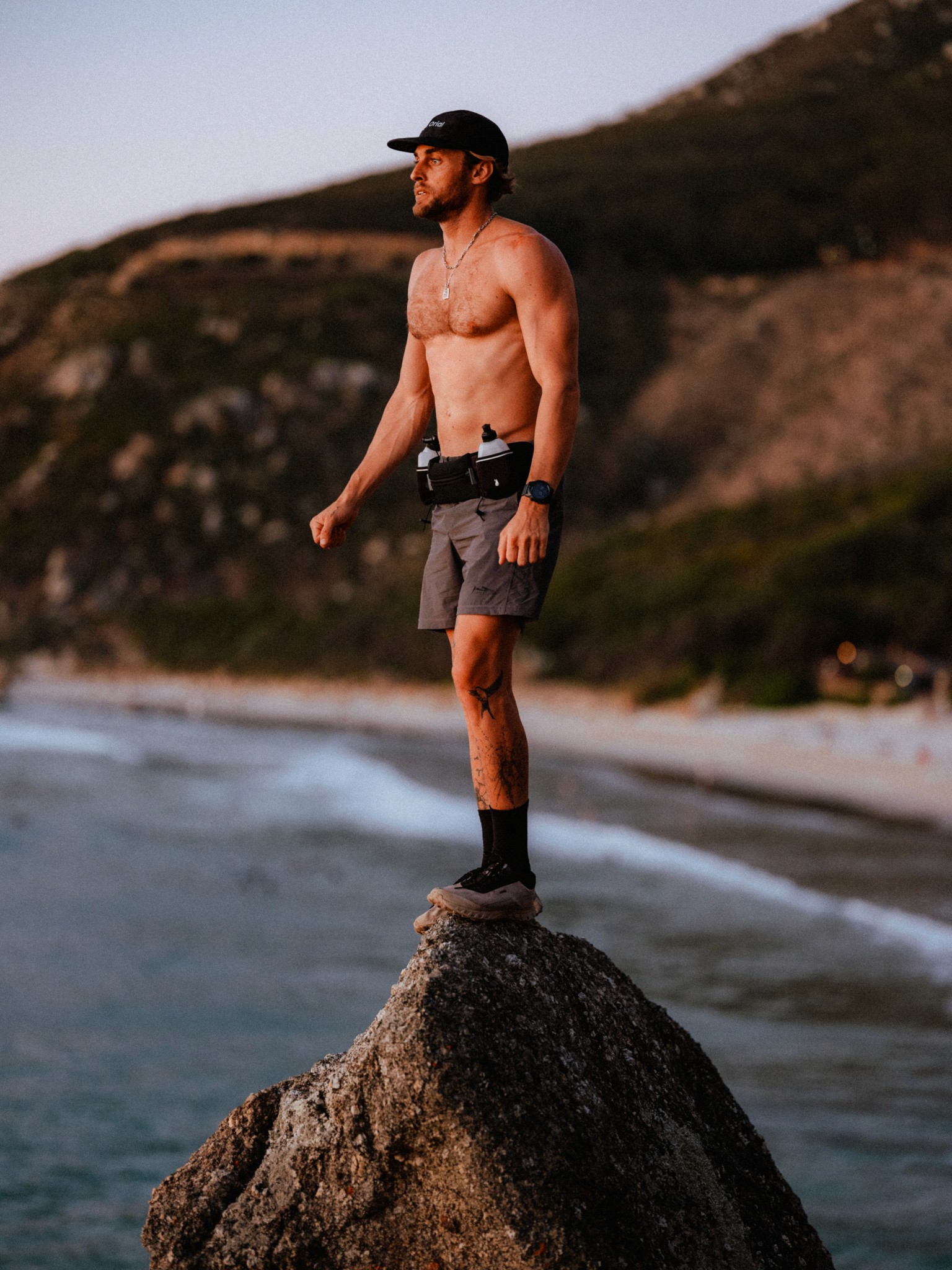 Concetrated triathlete grayscale