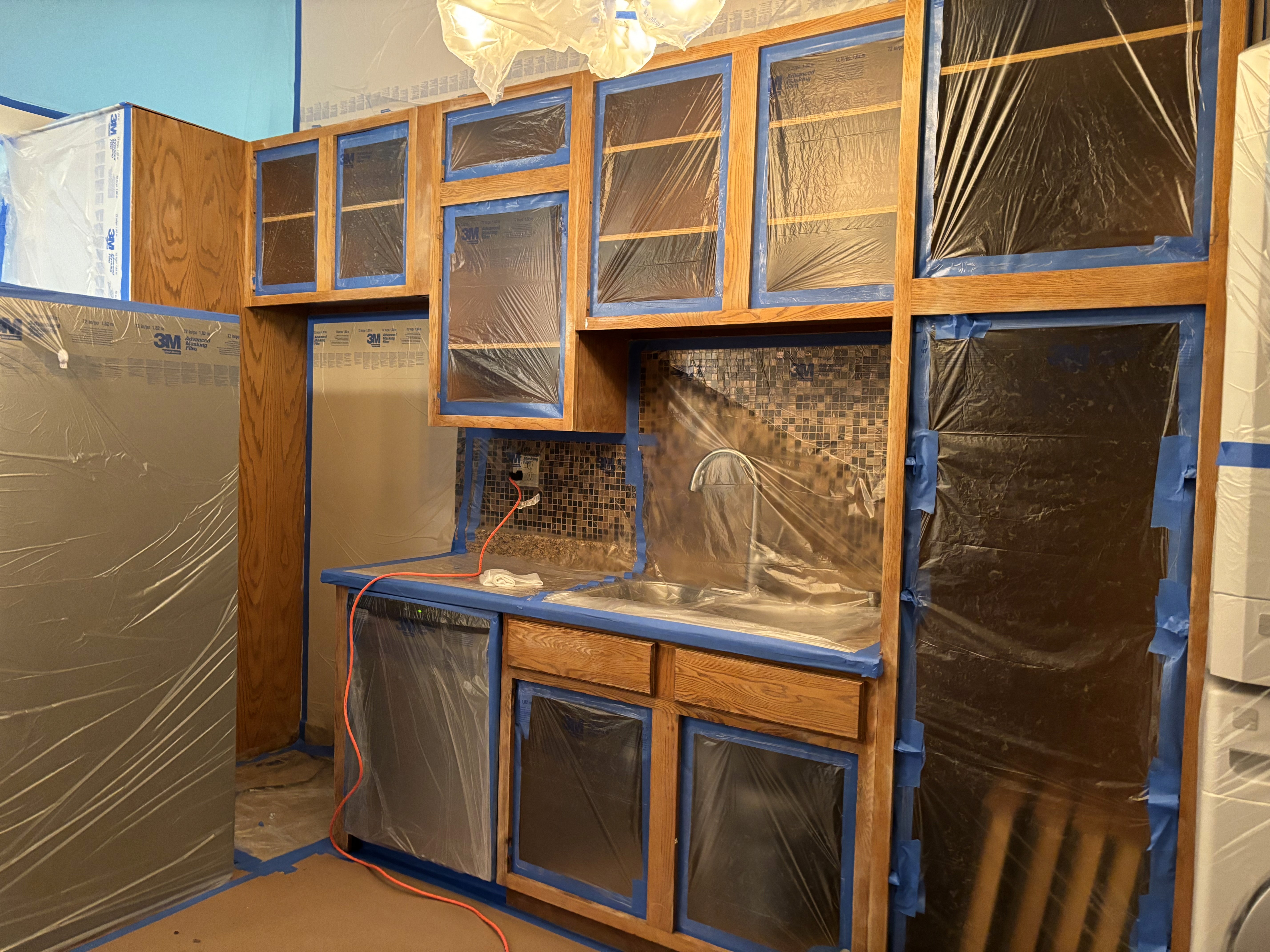 Professional craftspeople preparing a residential interior work area