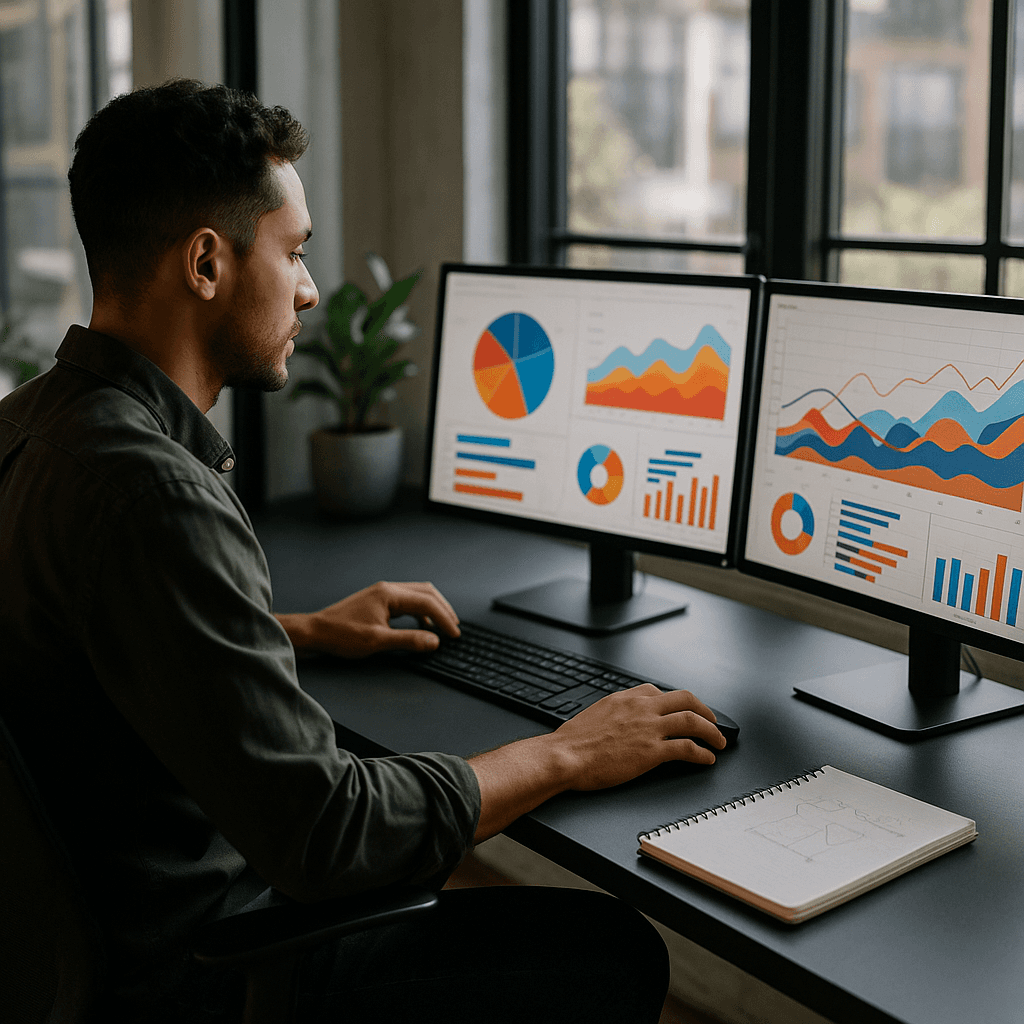 marketer drafting SEO article based on analytics insights