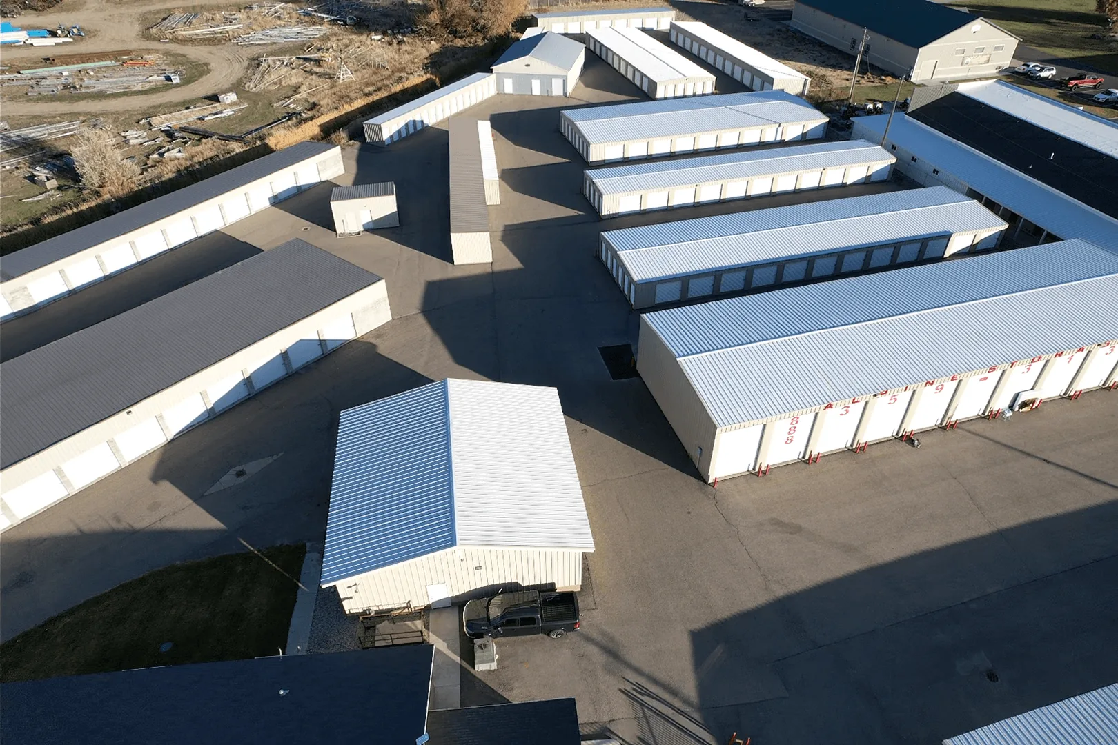 Aerial view of Alpine Storage’s Main Location in Rexburg, Idaho