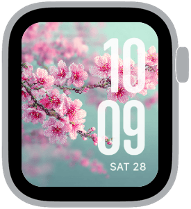 pixel bloom Apple Watch face preview 2 featuring floral, gradient, modern, and spring.