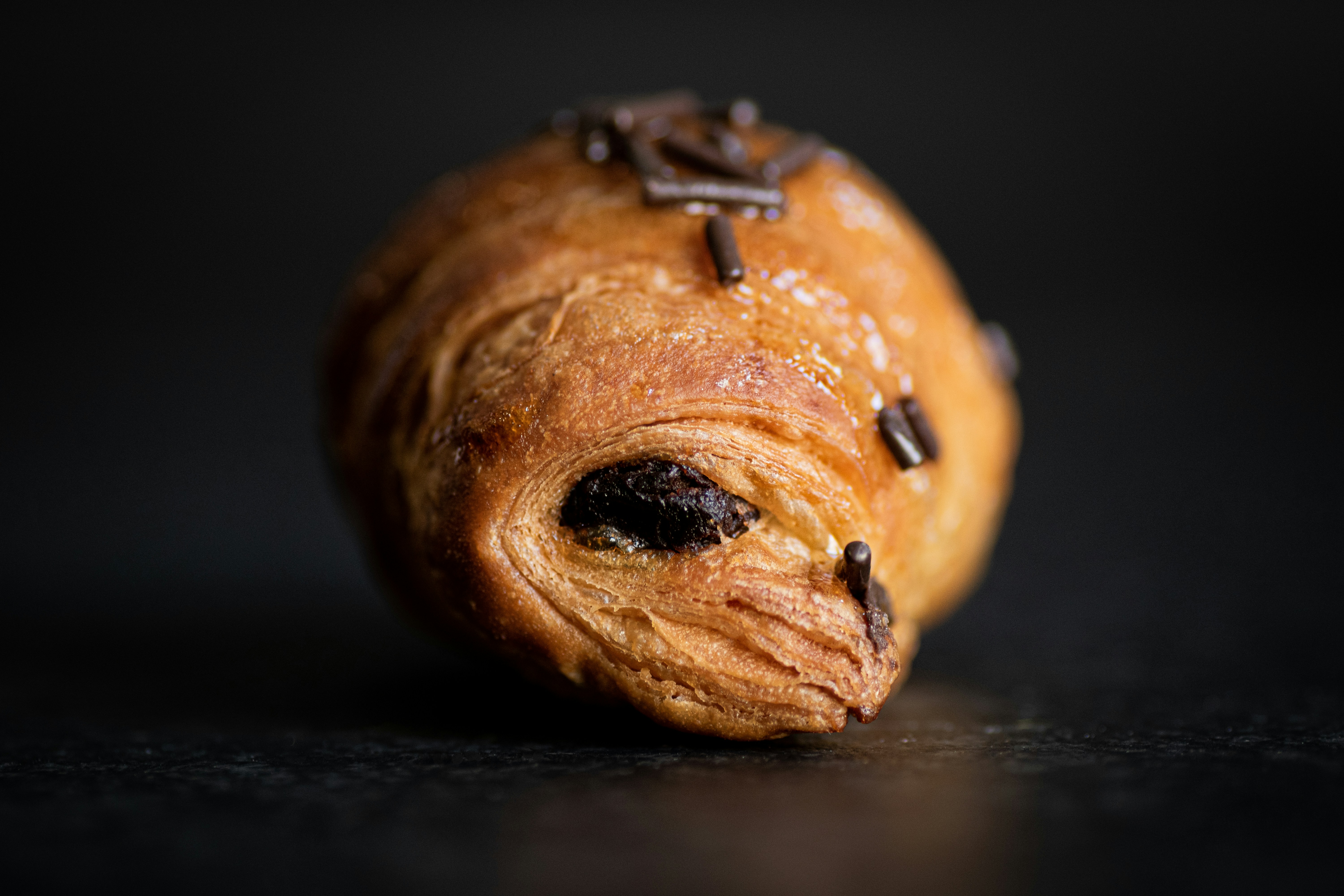 brown bread with black background
